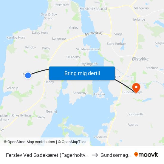 Ferslev Ved Gadekæret (Fagerholtvej) to Gundsømagle map