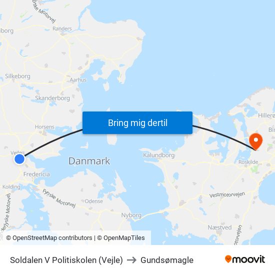 Soldalen V Politiskolen (Vejle) to Gundsømagle map