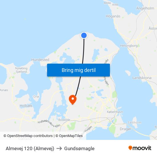 Almevej 120 (Almevej) to Gundsømagle map