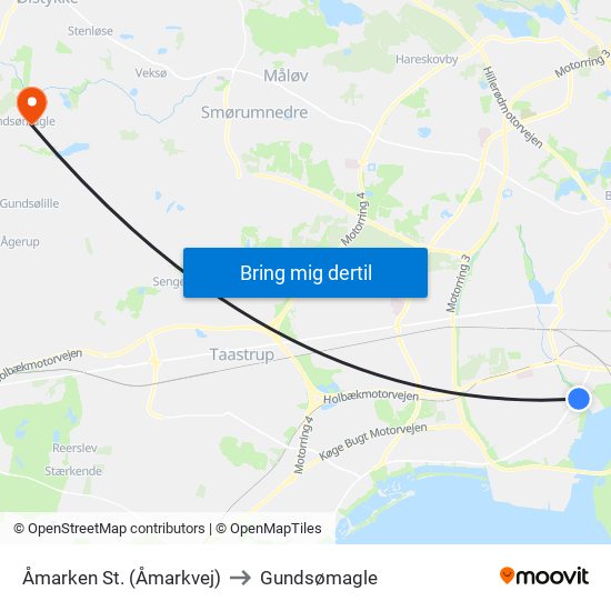 Åmarken St. (Åmarkvej) to Gundsømagle map