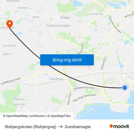 Risbjergskolen (Risbjergvej) to Gundsømagle map