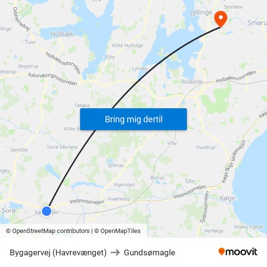 Bygagervej (Havrevænget) to Gundsømagle map