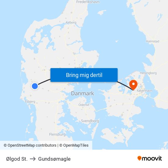 Ølgod St. to Gundsømagle map