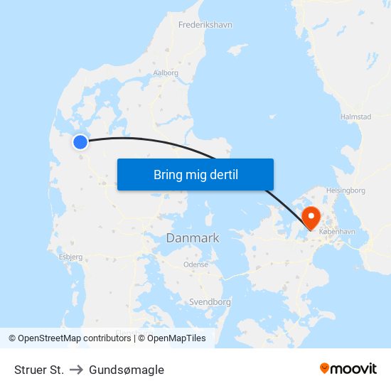 Struer St. to Gundsømagle map