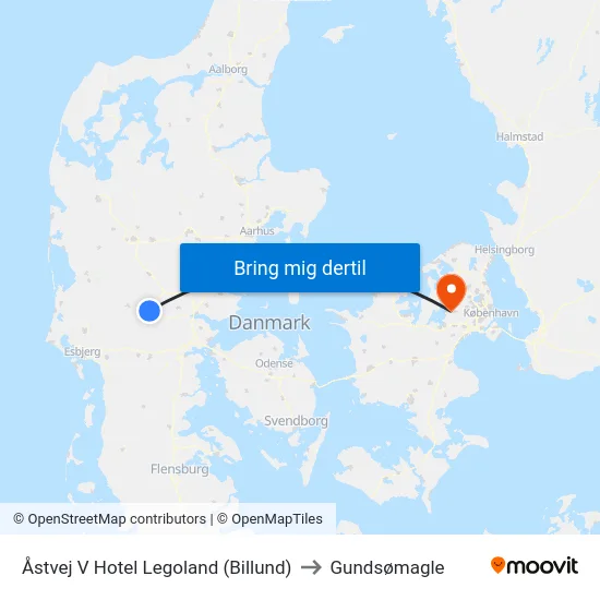 Åstvej V Hotel Legoland (Billund) to Gundsømagle map