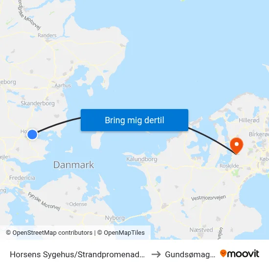 Horsens Sygehus/Strandpromenaden to Gundsømagle map