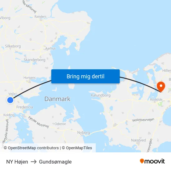 NY Højen to Gundsømagle map