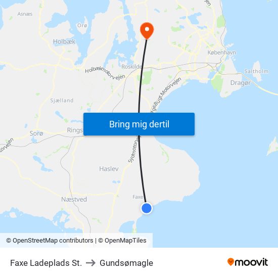 Faxe Ladeplads St. to Gundsømagle map