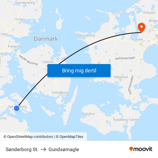 Sønderborg St. to Gundsømagle map