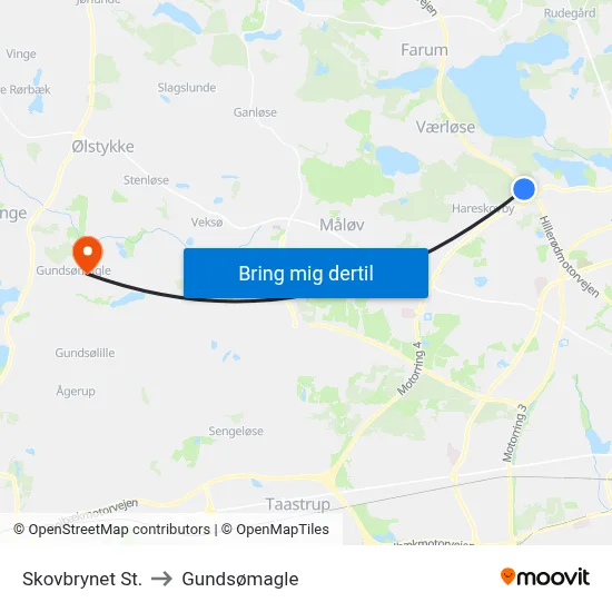 Skovbrynet St. to Gundsømagle map