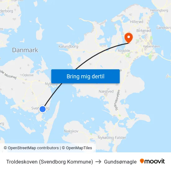 Troldeskoven (Svendborg Kommune) to Gundsømagle map