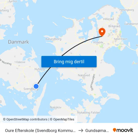 Oure Efterskole (Svendborg Kommune) to Gundsømagle map