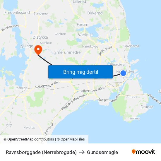 Ravnsborggade (Nørrebrogade) to Gundsømagle map