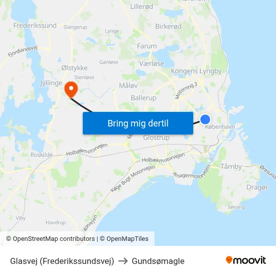 Glasvej (Frederikssundsvej) to Gundsømagle map