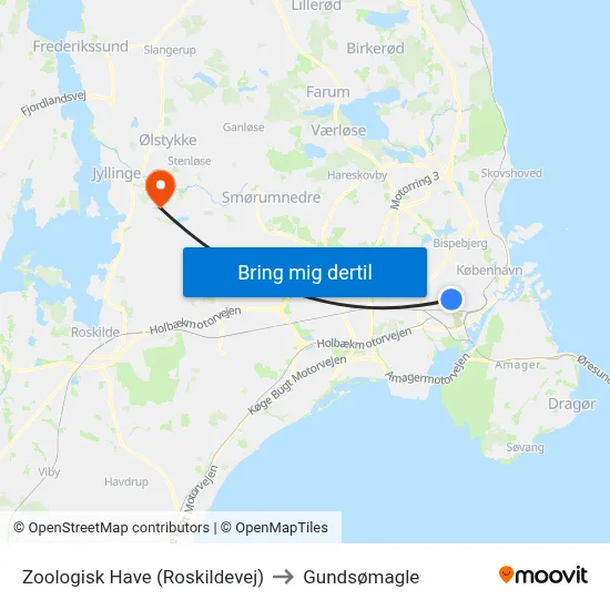 Zoologisk Have (Roskildevej) to Gundsømagle map