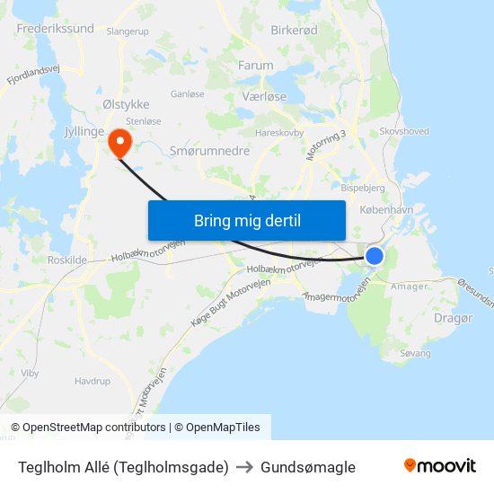 Teglholm Allé (Teglholmsgade) to Gundsømagle map