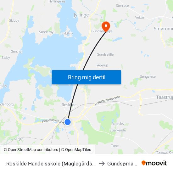 Roskilde Handelsskole (Maglegårdsvej) to Gundsømagle map