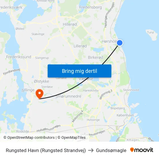 Rungsted Havn (Rungsted Strandvej) to Gundsømagle map