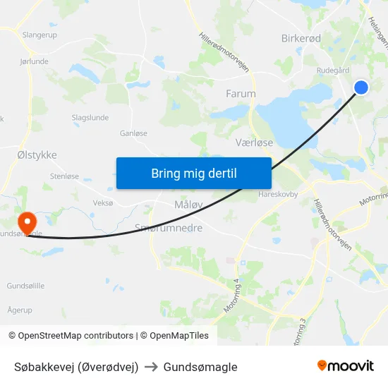 Søbakkevej (Øverødvej) to Gundsømagle map