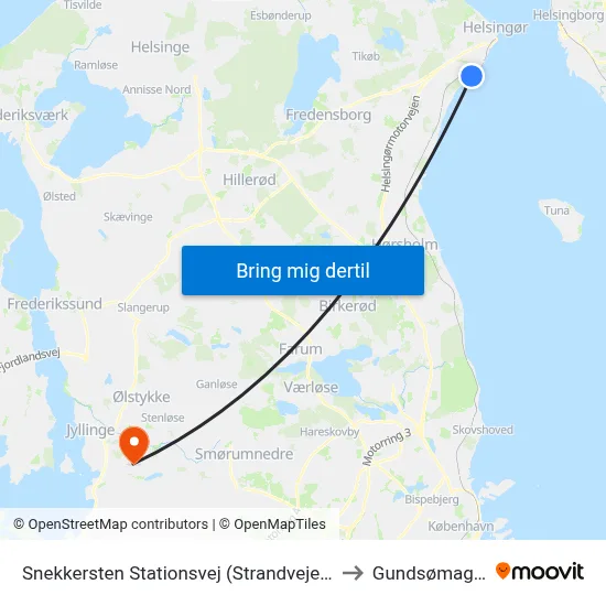 Snekkersten Stationsvej (Strandvejen) to Gundsømagle map