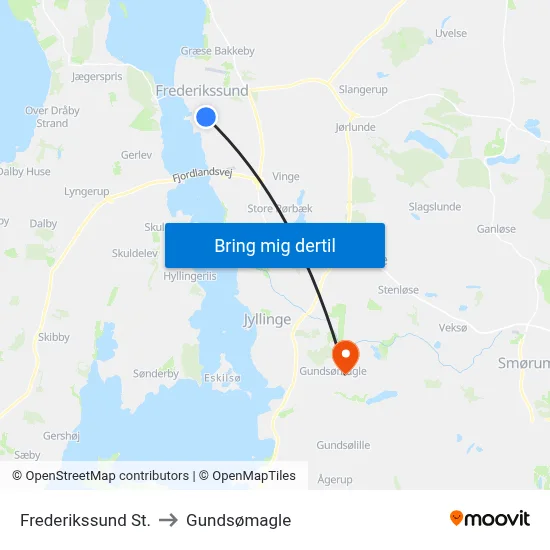 Frederikssund St. to Gundsømagle map