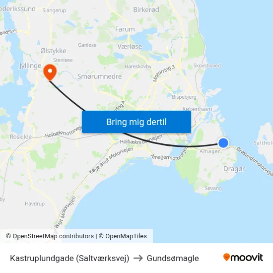 Kastruplundgade (Saltværksvej) to Gundsømagle map