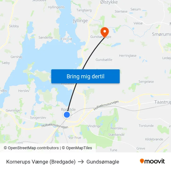 Kornerups Vænge (Bredgade) to Gundsømagle map