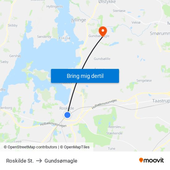 Roskilde St. to Gundsømagle map