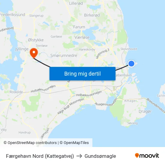 Færgehavn Nord (Kattegatvej) to Gundsømagle map