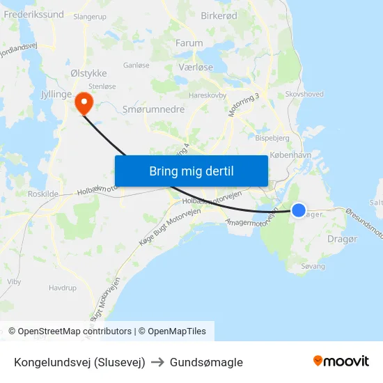 Kongelundsvej (Slusevej) to Gundsømagle map