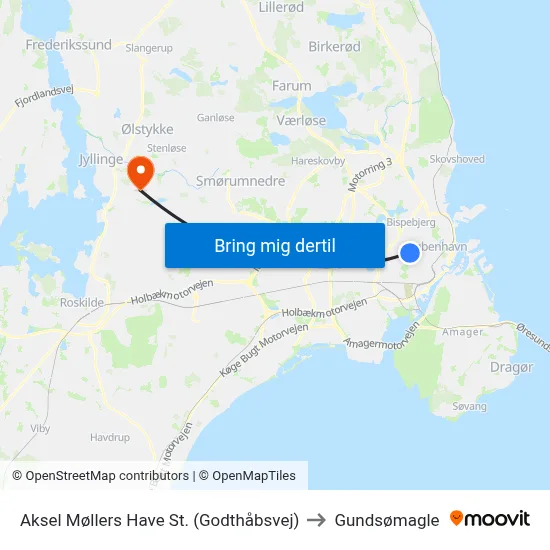 Aksel Møllers Have St. (Godthåbsvej) to Gundsømagle map