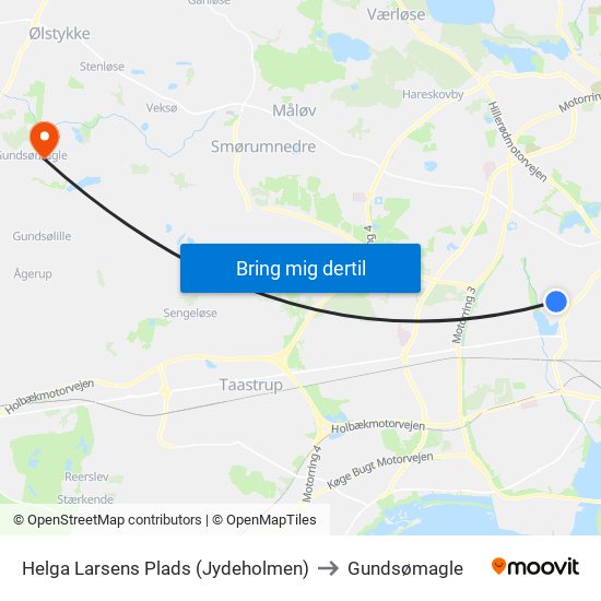 Helga Larsens Plads (Jydeholmen) to Gundsømagle map