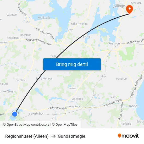 Regionshuset (Alleen) to Gundsømagle map