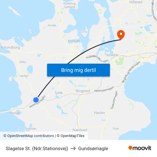 Slagelse St. (Ndr.Stationsvej) to Gundsømagle map