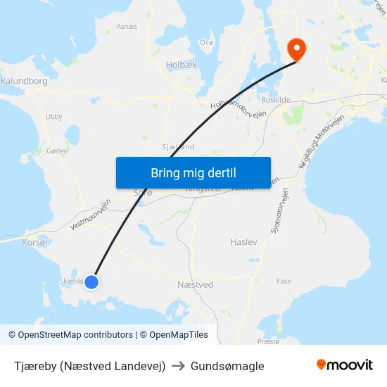 Tjæreby (Næstved Landevej) to Gundsømagle map