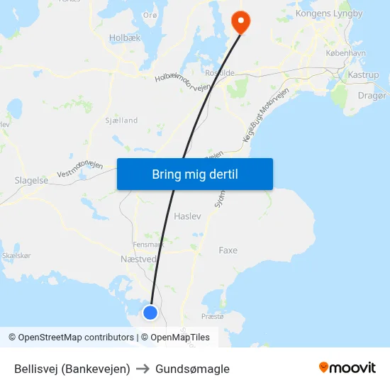 Bellisvej (Bankevejen) to Gundsømagle map