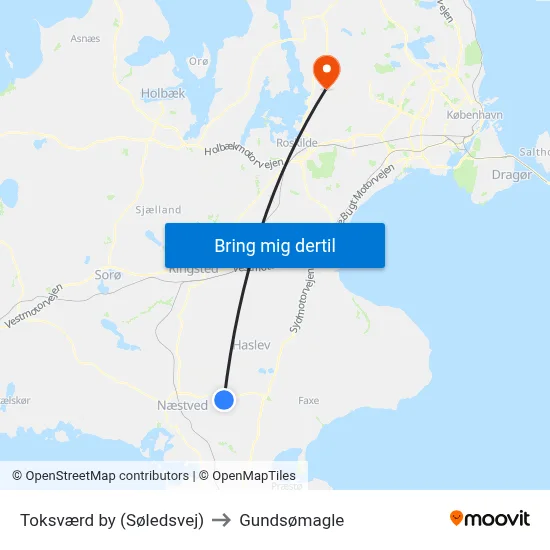 Toksværd by (Søledsvej) to Gundsømagle map