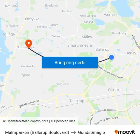 Malmparken (Ballerup Boulevard) to Gundsømagle map