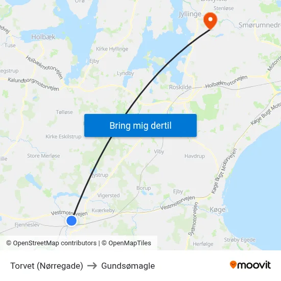 Torvet (Nørregade) to Gundsømagle map
