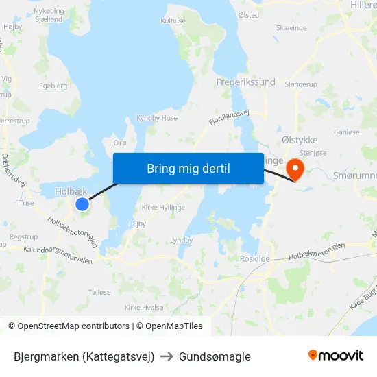 Bjergmarken (Kattegatsvej) to Gundsømagle map