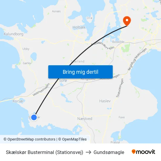 Skælskør Busterminal (Stationsvej) to Gundsømagle map