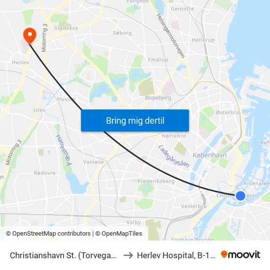 Christianshavn St. (Torvegade) to Herlev Hospital, B-111 map
