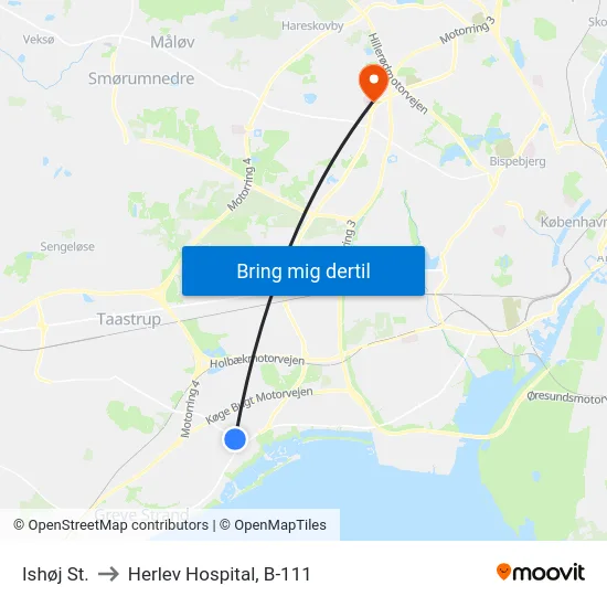 Ishøj St. to Herlev Hospital, B-111 map