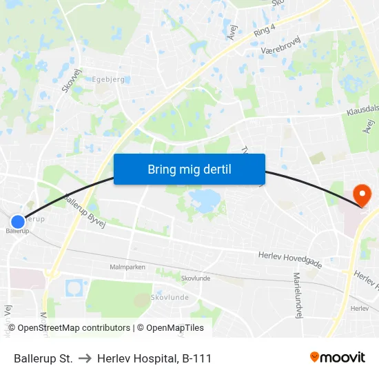 Ballerup St. to Herlev Hospital, B-111 map