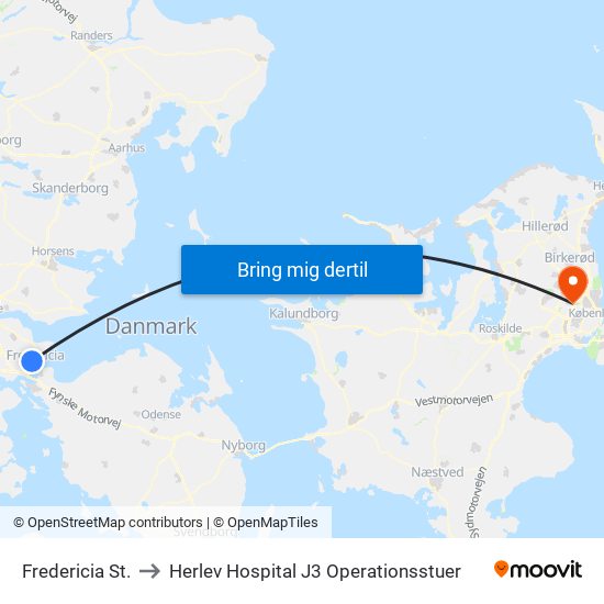 Fredericia St. to Herlev Hospital J3 Operationsstuer map