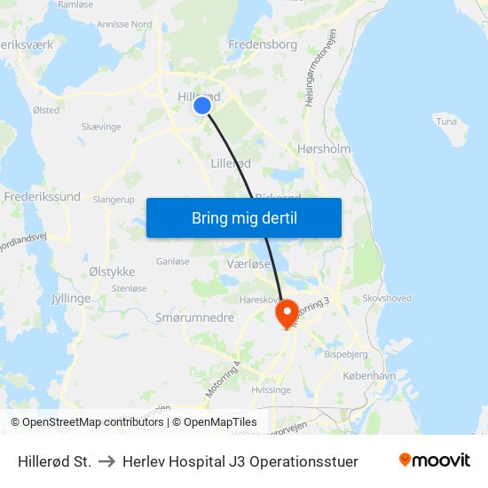 Hillerød St. to Herlev Hospital J3 Operationsstuer map