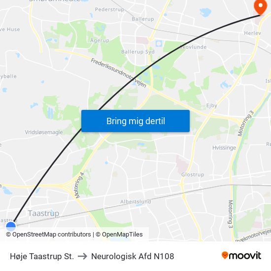 Høje Taastrup St. to Neurologisk Afd  N108 map
