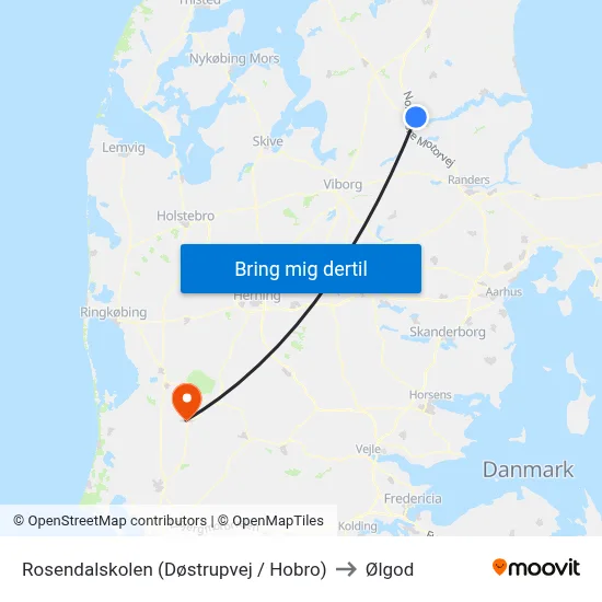 Rosendalskolen (Døstrupvej / Hobro) to Ølgod map