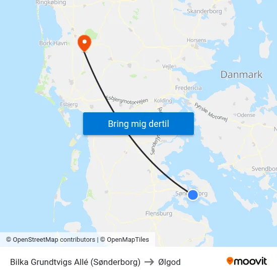 Bilka Grundtvigs Allé (Sønderborg) to Ølgod map