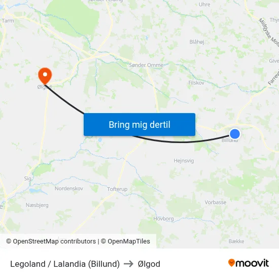 Legoland / Lalandia (Billund) to Ølgod map